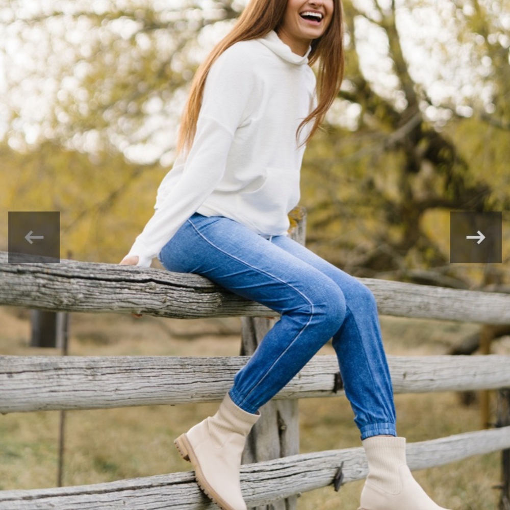 Zyia Distressed Denim Jogger